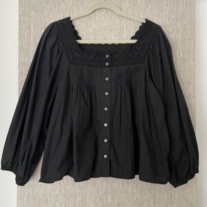 GAP Black Button-Down Blouse with eyelet Detail